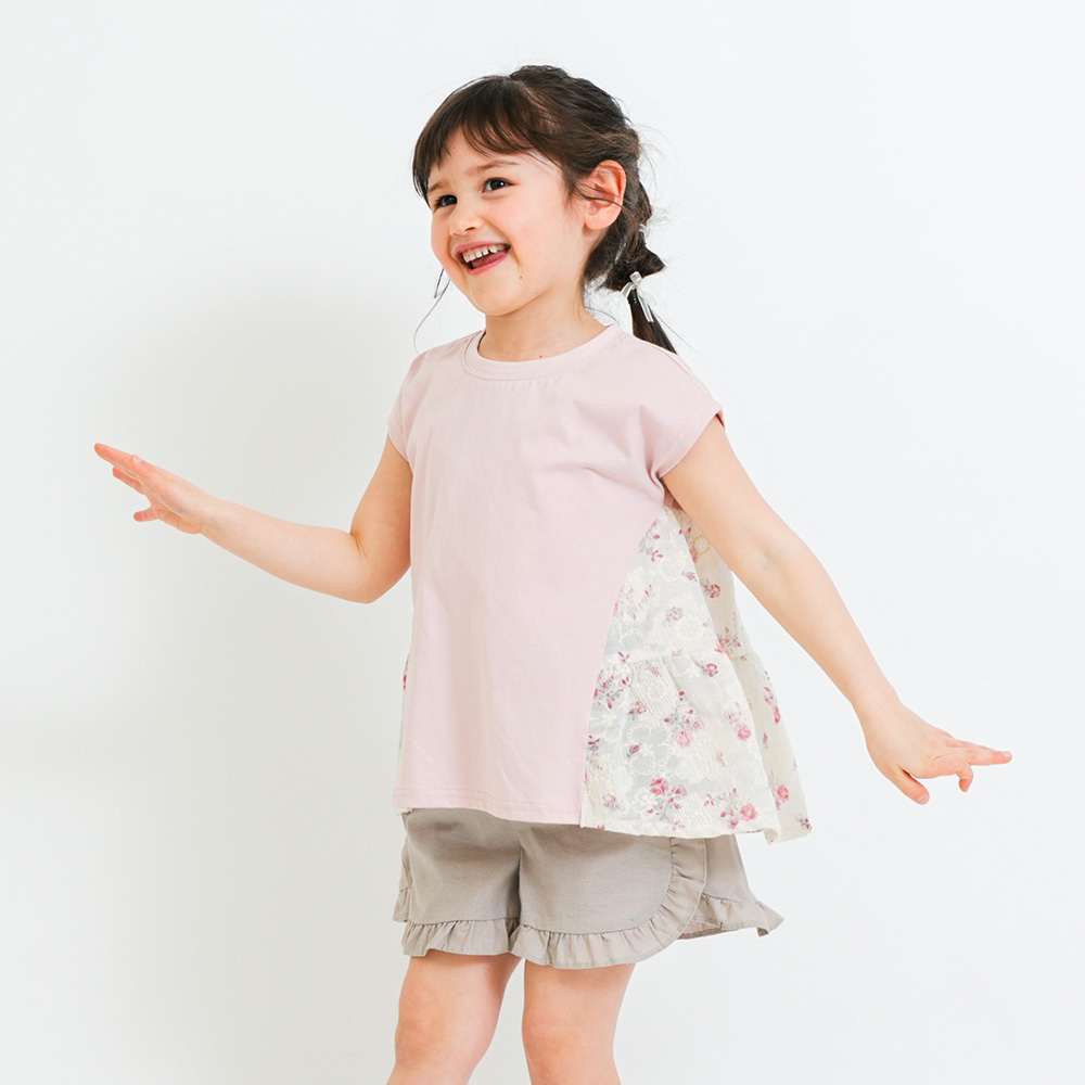 フラワー刺繍Tシャツ