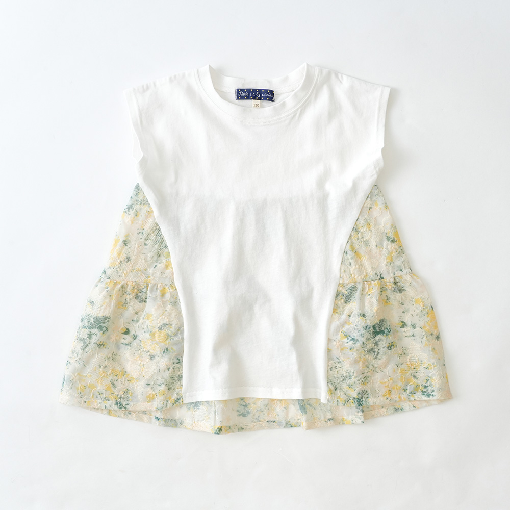 フラワー刺繍Tシャツ