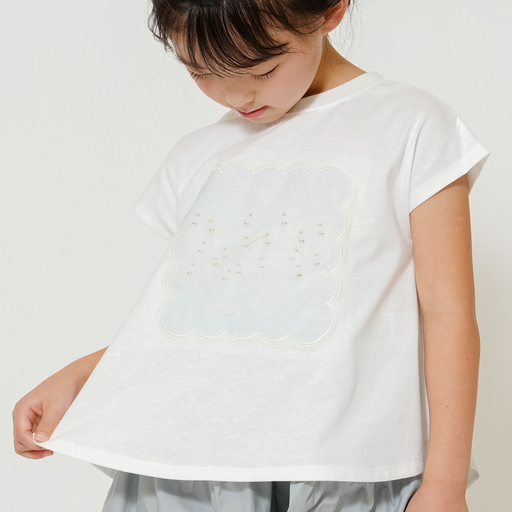 シアー刺繍Tシャツ