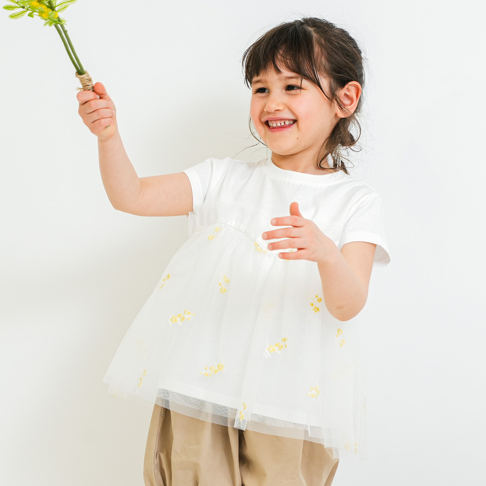 チュール刺繍Tシャツ