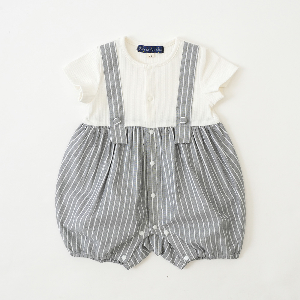 ストライプだるまロンパース