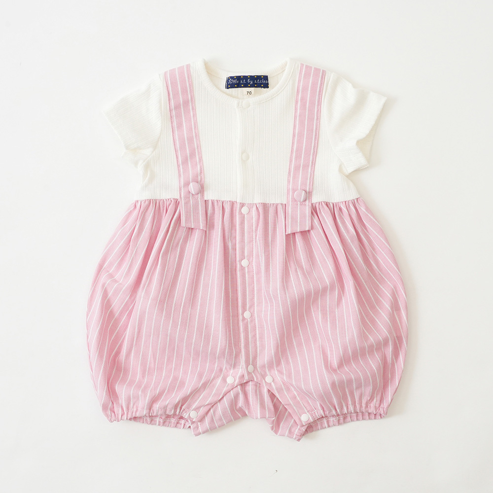 ストライプだるまロンパース