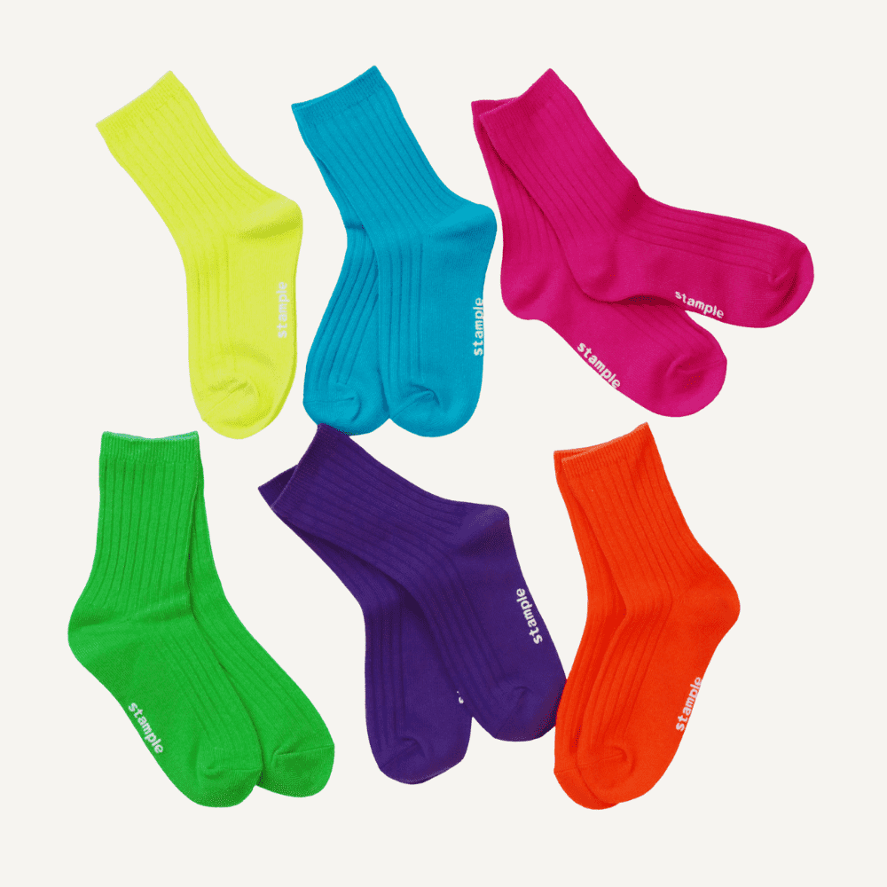 ネオンリブクルーソックス６Ｐ