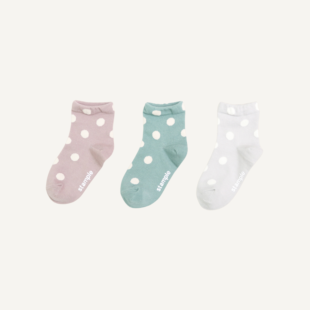 くすみカラードットショートソックス３Ｐ