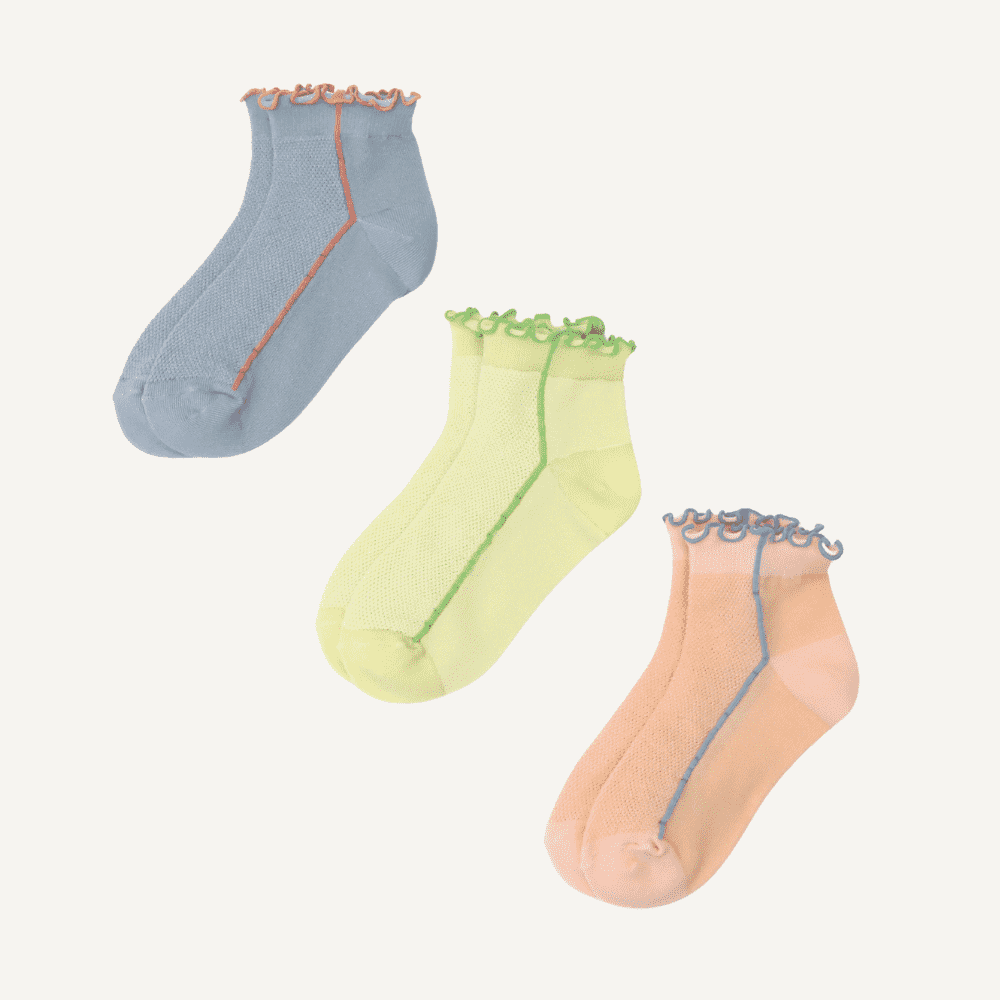 メッシュメロウラインショートソックス3P