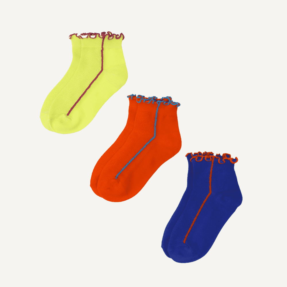 メッシュメロウラインショートソックス3P