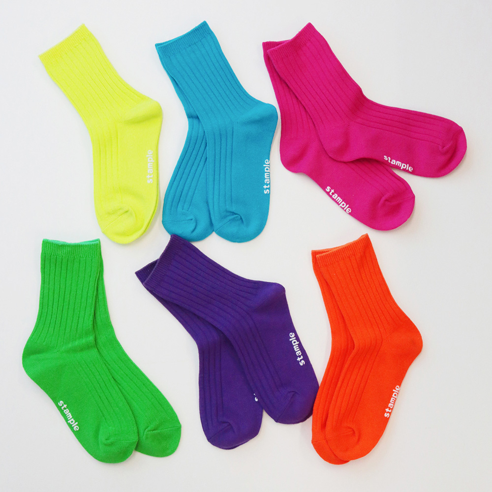 ネオンリブクルーソックス6P