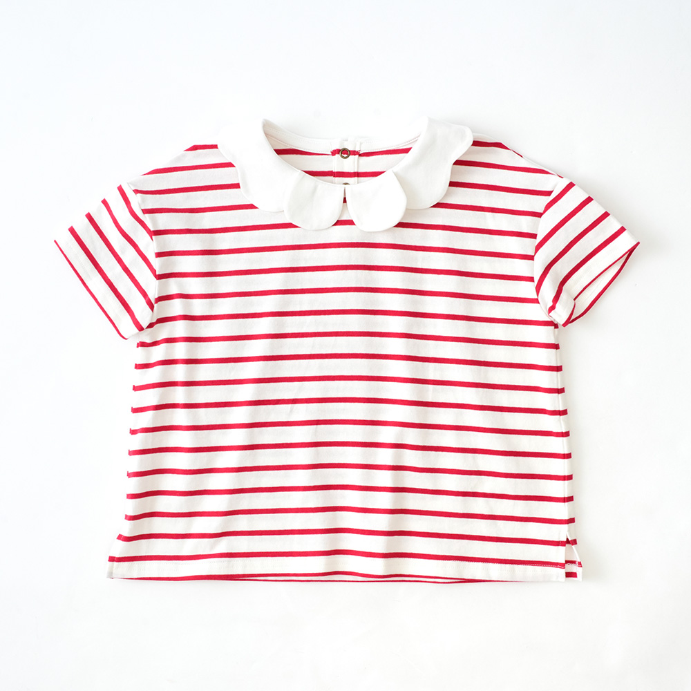 花びら衿ボーダーTシャツ