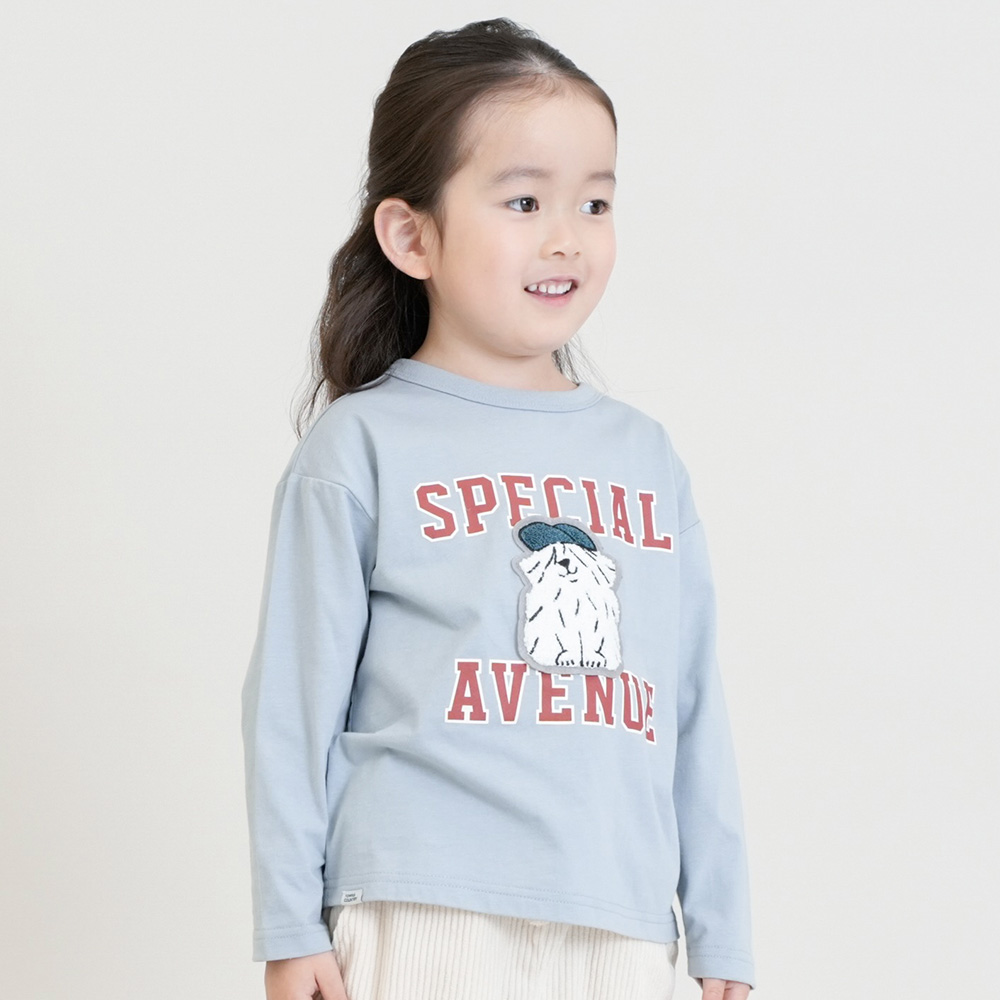 サガラ刺繍アップリケいぬTシャツ