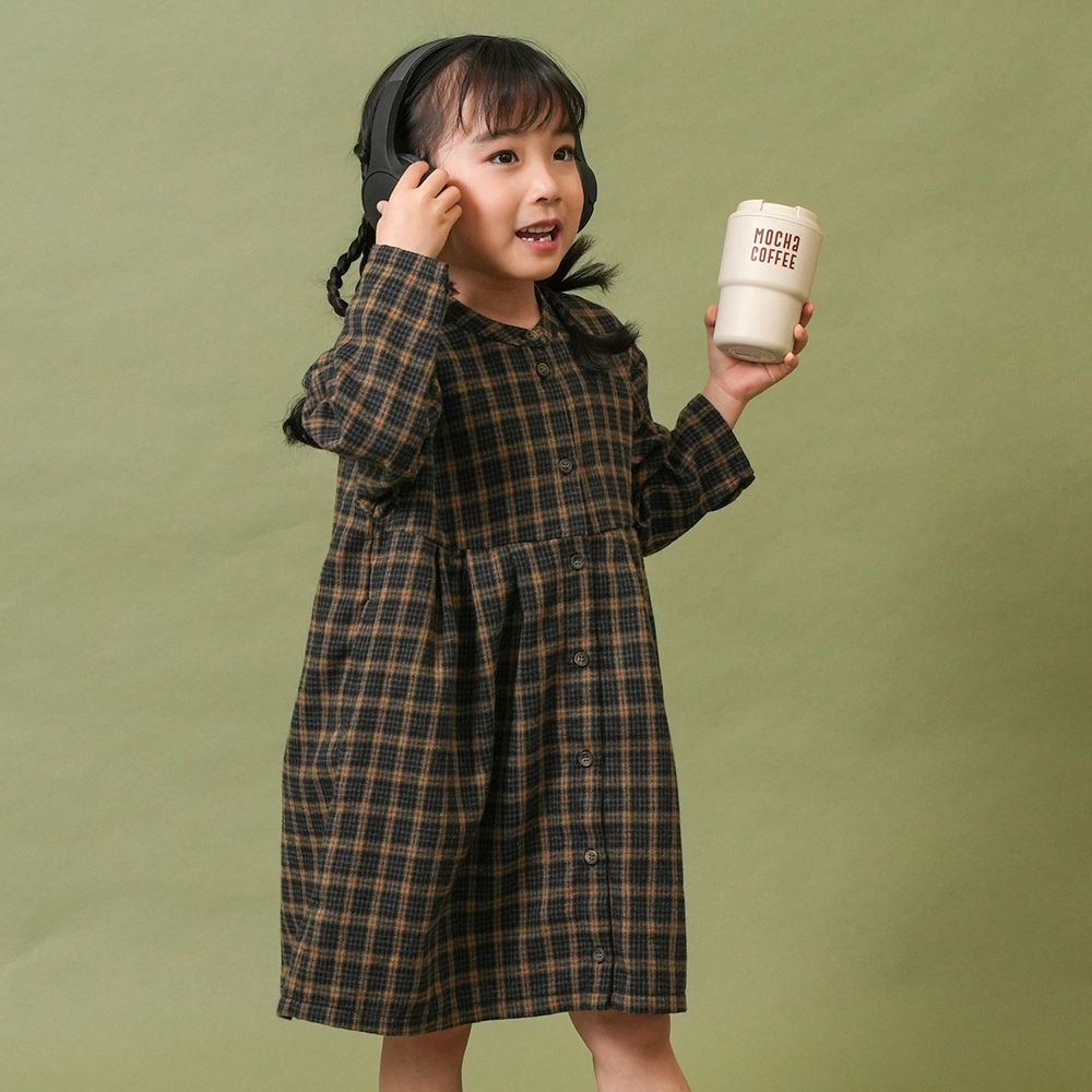 タック切替えシャツワンピース